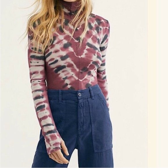 Free People Tops - Free People We The Free Tie Dye Psychedelic Turtleneck Top sz S